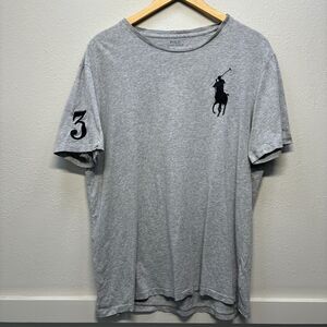Polo Ralph Lauren Number 3 Gray Large Horse T-Shirt Men's Sz L